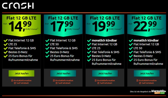 klarmobil Allnet Flat 12 GB LTE