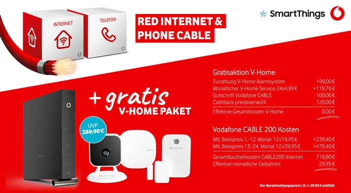 Vodafone Red Internet & Phone Cable mit gratis Vodafone V-Home-Paket: Für wen lohnt sich das Angebot?