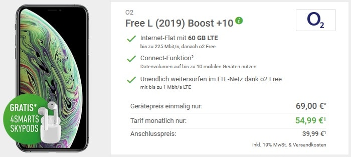 iPhone Xs + o2 Free L Boost