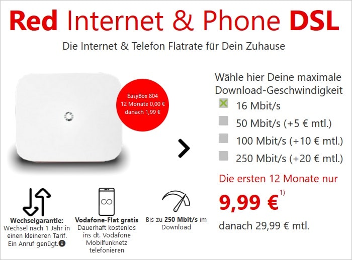 Vodafone Red Internet Phone Dsl Flat Mit Cashback Oder Zugabe